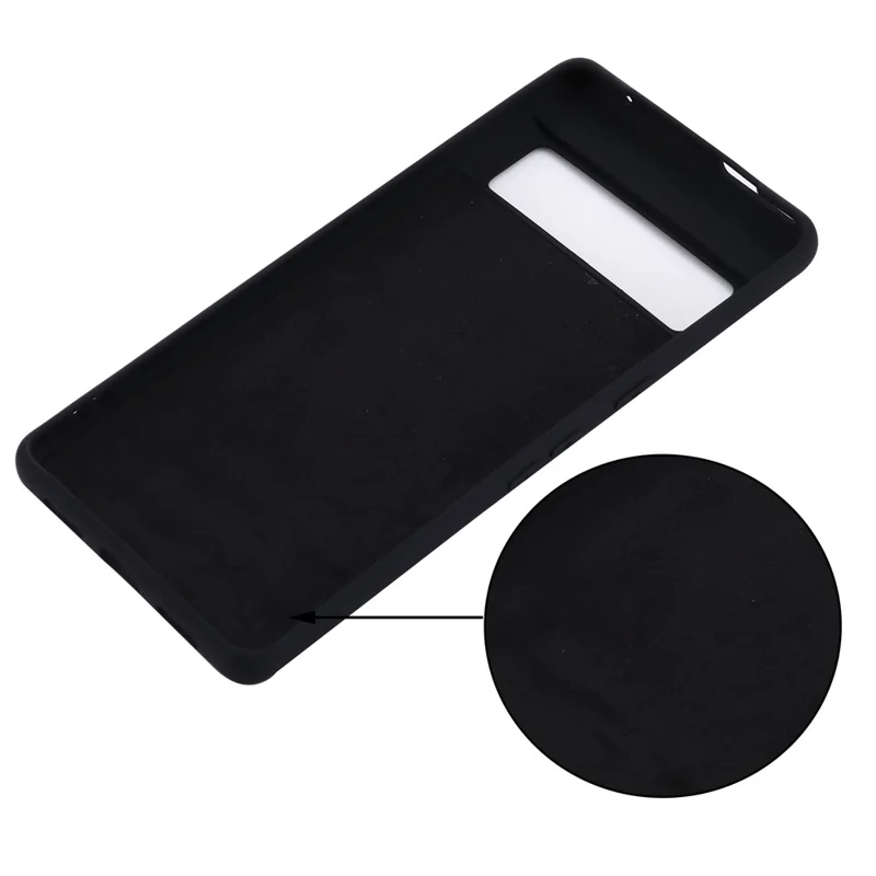 For Google Pixel 7 5G Liquid Silicone Case Soft Microfiber Lining Scratch-Resistant Precise Cut-Outs Shell with Strap - Black