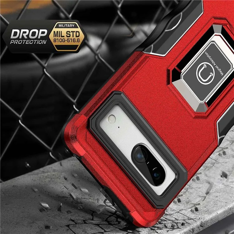 Para Google Pixel 7 PC Hard TPU Soft TPU Case Híbrido de Tpu Plegable Cubierta de Teléfono Anti-ropa Plegable Con Lámina de Metal de Montaje en Automóvil - Azul