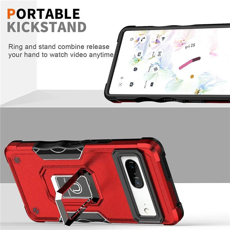 Para Google Pixel 7 PC Hard TPU Soft TPU Case Híbrido de Tpu Plegable Cubierta de Teléfono Anti-ropa Plegable Con Lámina de Metal de Montaje en Automóvil - Azul