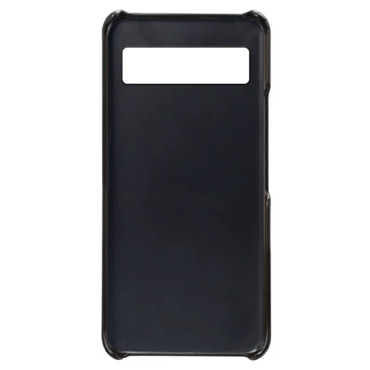 For Google Pixel 6a 5G Anti-fall Phone Case with Dual Card Slots PU Leather Coated Hard PC Ultra-thin Back Cover Shell - Black