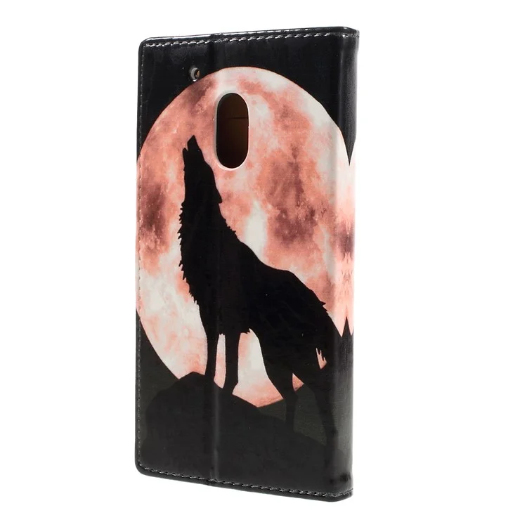 Patterned Flip Leather Wallet Case for Motorola Moto G4 Play - Wolf and Moon