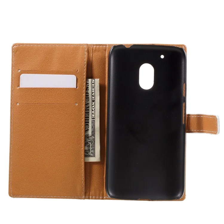 Patterned Flip Leather Wallet Case for Motorola Moto G4 Play - Wolf and Moon
