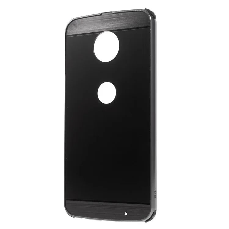 Sliding Metal Frame Brushed Drop-proof Hard Case for Motorola Moto Z Play - Black