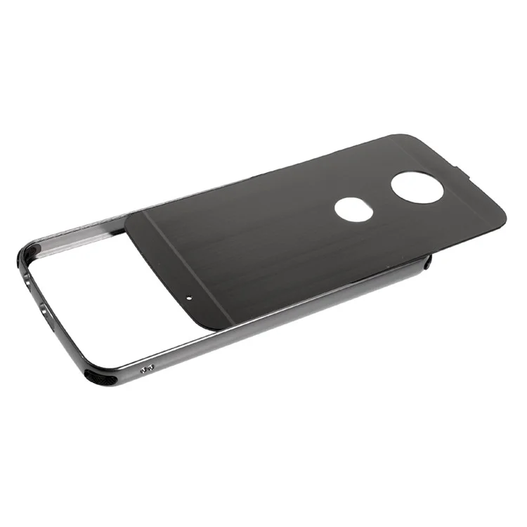 Sliding Metal Frame Brushed Drop-proof Hard Case for Motorola Moto Z Play - Black