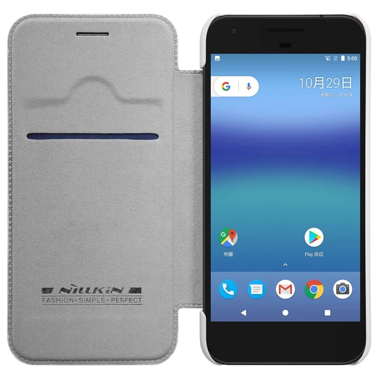 NILLKIN Qin Series for Google Pixel Smart Leather Mobile Casing with Card Slot - White