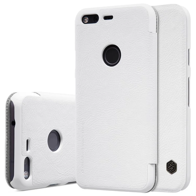 NILLKIN Qin Series for Google Pixel Smart Leather Mobile Casing with Card Slot - White