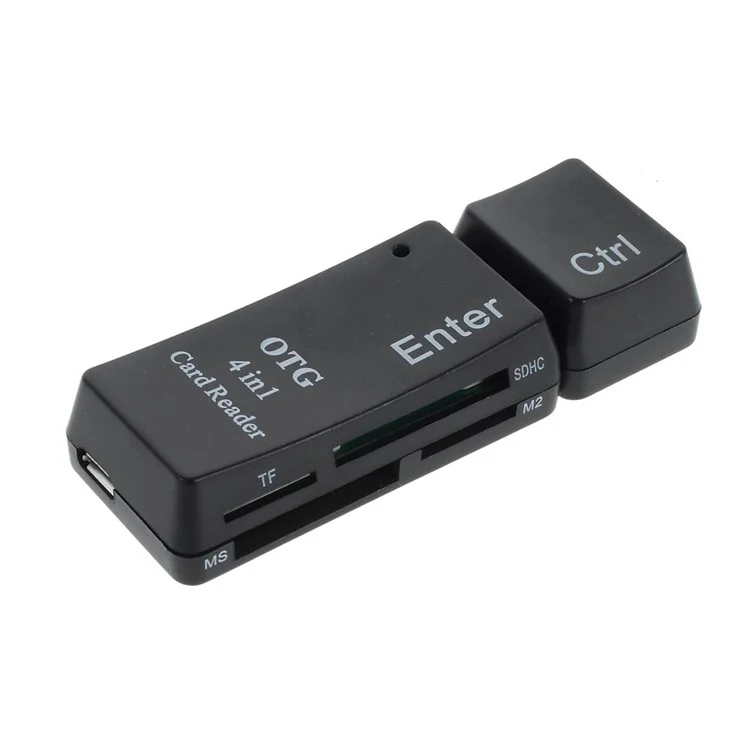 GT-129 4 in 1 USB2.0 to SD/ MS/ TF/ M2 Card Reader Connection Kit with OTG - Black