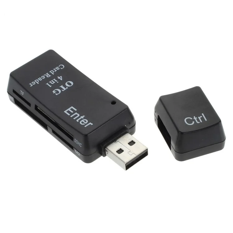 GT-129 4 in 1 USB2.0 to SD/ MS/ TF/ M2 Card Reader Connection Kit with OTG - Black