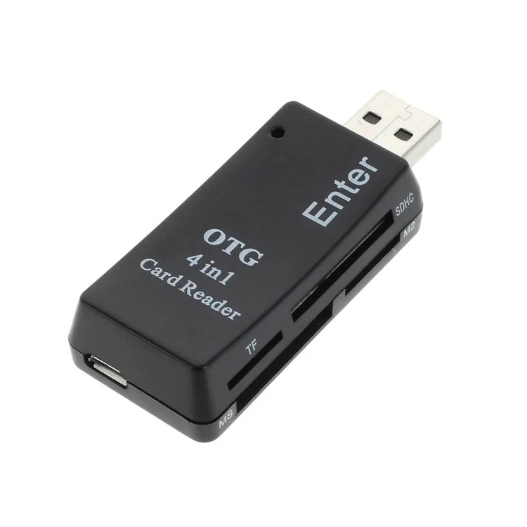 GT-129 4 in 1 USB2.0 to SD/ MS/ TF/ M2 Card Reader Connection Kit with OTG - Black
