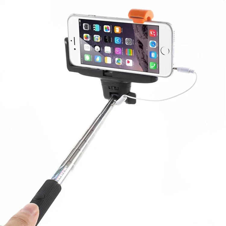 Black KJSTAR 3.5mm Audio Cable Handheld Extendable Monopod for iPhone Samsung HTC Sony etc (Z07-7)