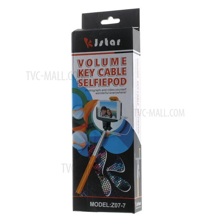 Black KJSTAR 3.5mm Audio Cable Handheld Extendable Monopod for iPhone Samsung HTC Sony etc (Z07-7)