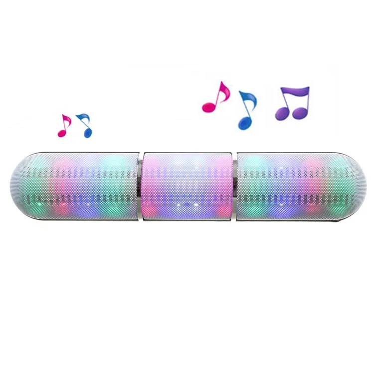 JHW-V318 Stereo Bluetooth Speaker with Colorful LED Support TF Card / Aux-input / FM - Red