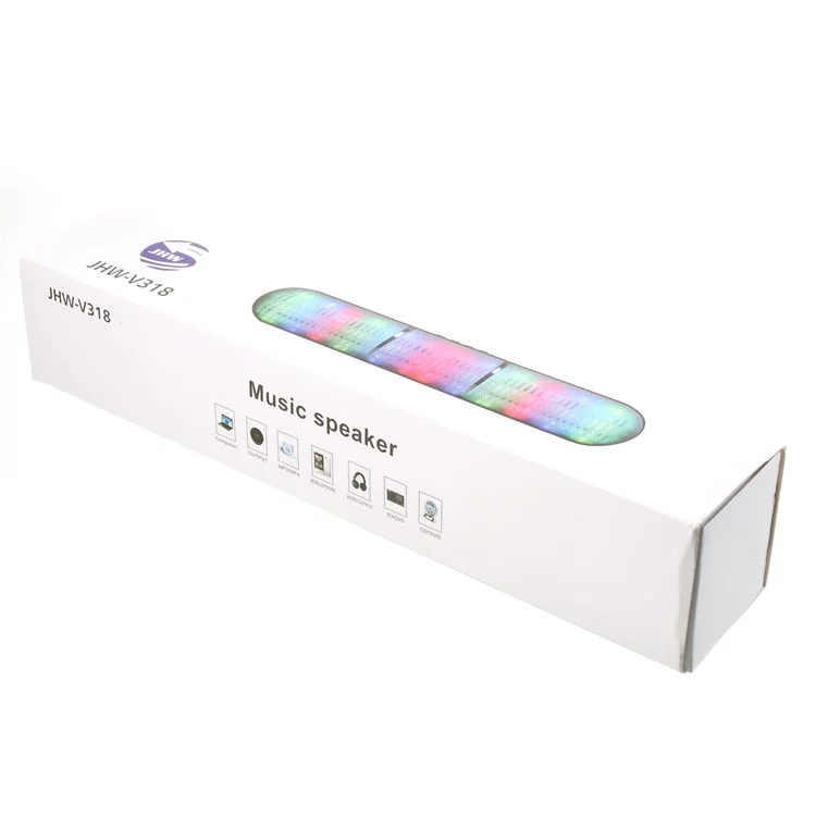 JHW-V318 Stereo Bluetooth Speaker with Colorful LED Support TF Card / Aux-input / FM - Red
