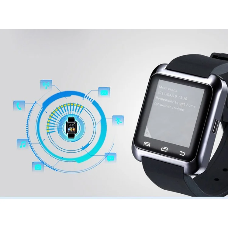U80 Health Sport Smart Bluetooth Watch for Android Phone - Black