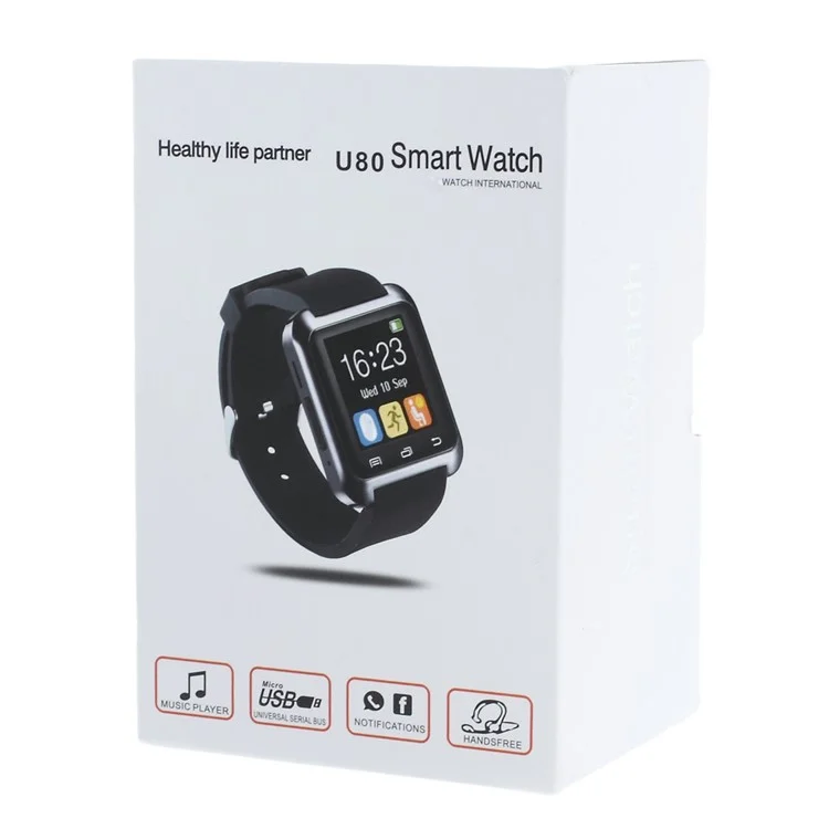 U80 Health Sport Smart Bluetooth Watch for Android Phone - Black