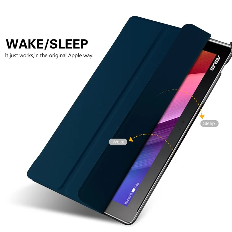 Tri-fold Stand PU Leather Smart Case for ASUS ZenPad 10 (Z301ML) - Dark Blue