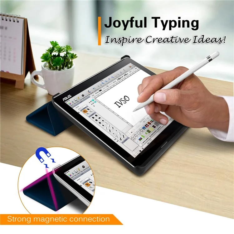 Tri-fold Stand PU Leather Smart Case for ASUS ZenPad 10 (Z301ML) - Dark Blue