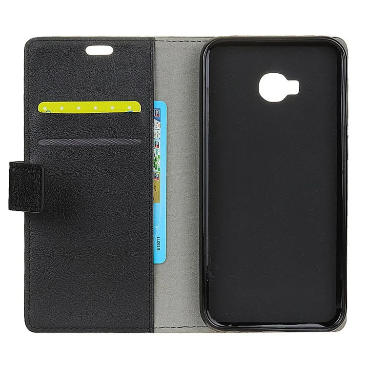 Wallet PU Leather Stand Case Accessory with Card Holders for Asus Zenfone 4 Selfie Pro ZD552KL - Black