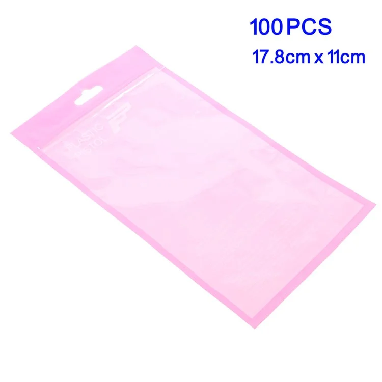 100Pcs Plastic Zip Top Pink Package Bags - Pink