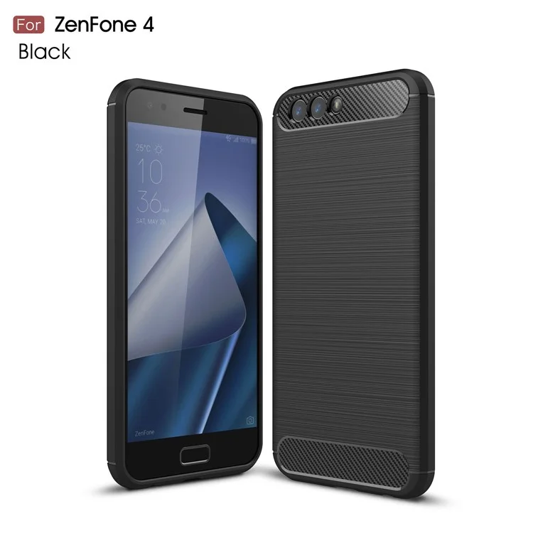 Carbon Fiber Texture Brushed TPU Mobile Phone Case for Asus ZenFone 4 ZE554KL - Black