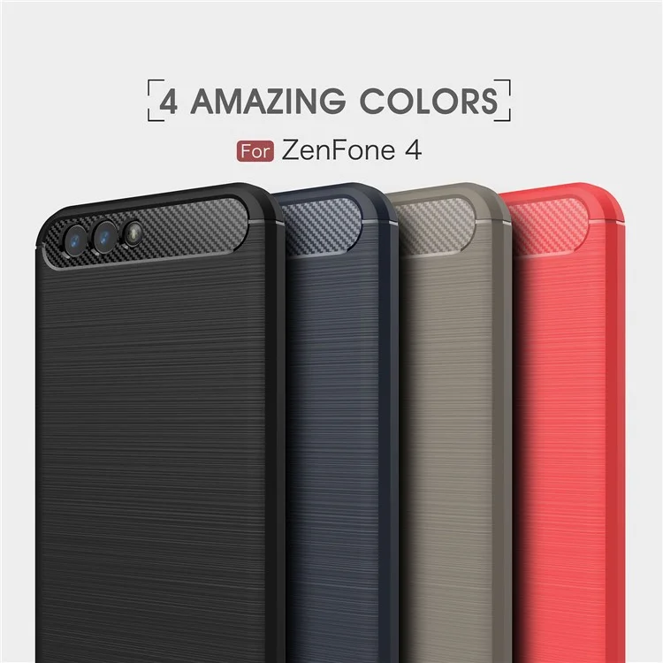 Carbon Fiber Texture Brushed TPU Mobile Phone Case for Asus ZenFone 4 ZE554KL - Black