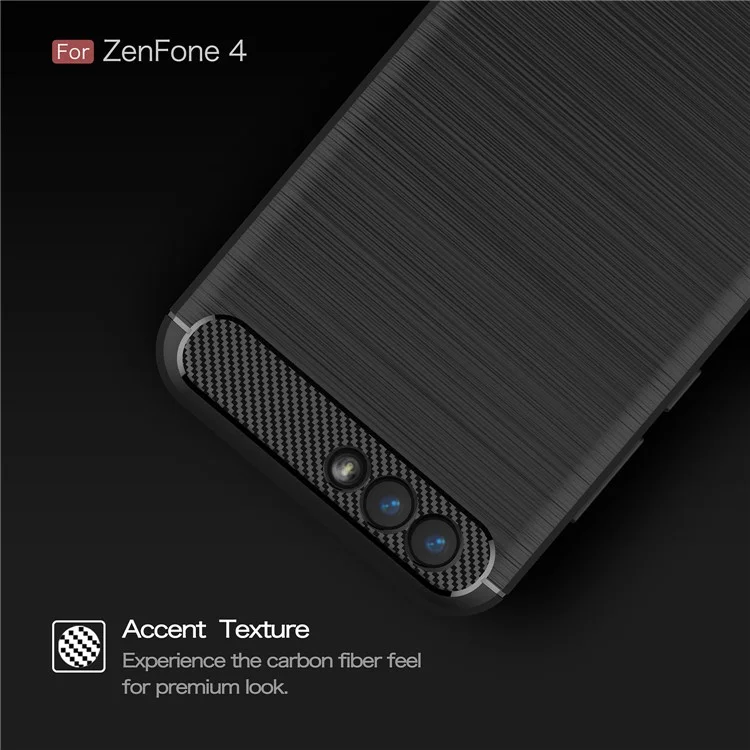Carbon Fiber Texture Brushed TPU Mobile Phone Case for Asus ZenFone 4 ZE554KL - Black