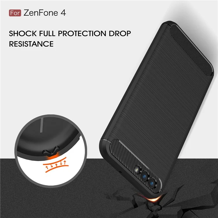 Carbon Fiber Texture Brushed TPU Mobile Phone Case for Asus ZenFone 4 ZE554KL - Black