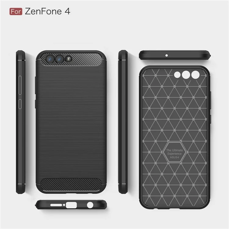 Carbon Fiber Texture Brushed TPU Mobile Phone Case for Asus ZenFone 4 ZE554KL - Black