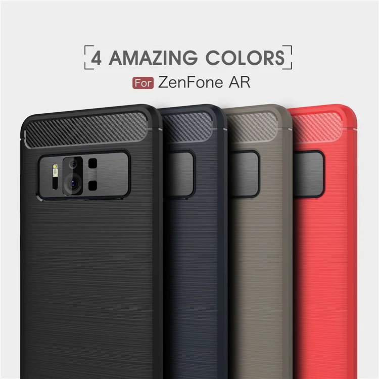Carbon Fiber Texture Brushed TPU Mobile Phone Case for Asus ZenFone AR-ZS571KL - Black