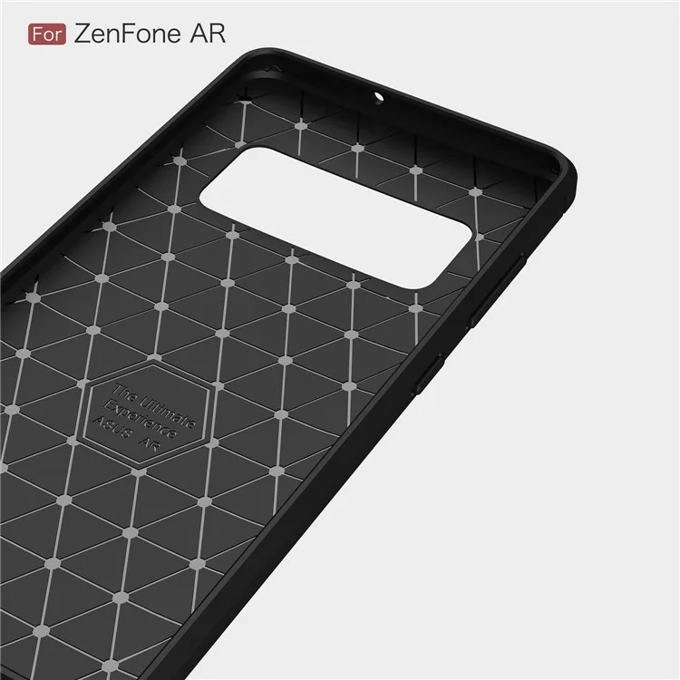 Carbon Fiber Texture Brushed TPU Mobile Phone Case for Asus ZenFone AR-ZS571KL - Black