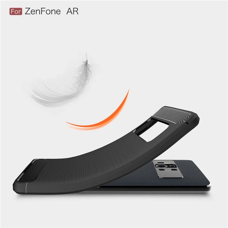 Carbon Fiber Texture Brushed TPU Mobile Phone Case for Asus ZenFone AR-ZS571KL - Black