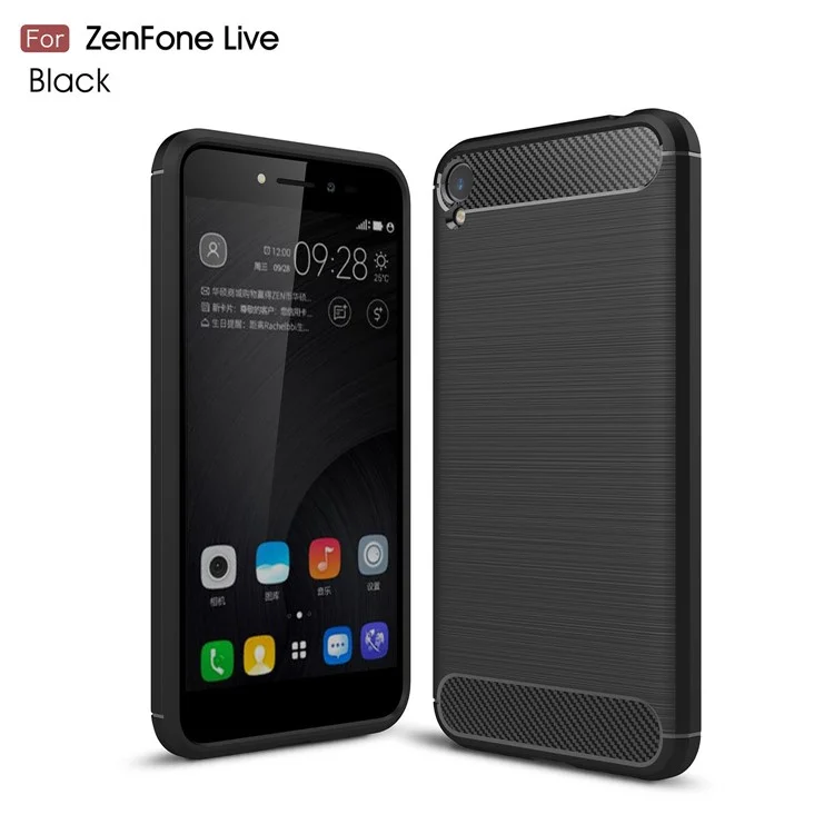 Carbon Fiber Texture Brushed TPU Case Cover for Asus Zenfone Live ZB501KL - Black