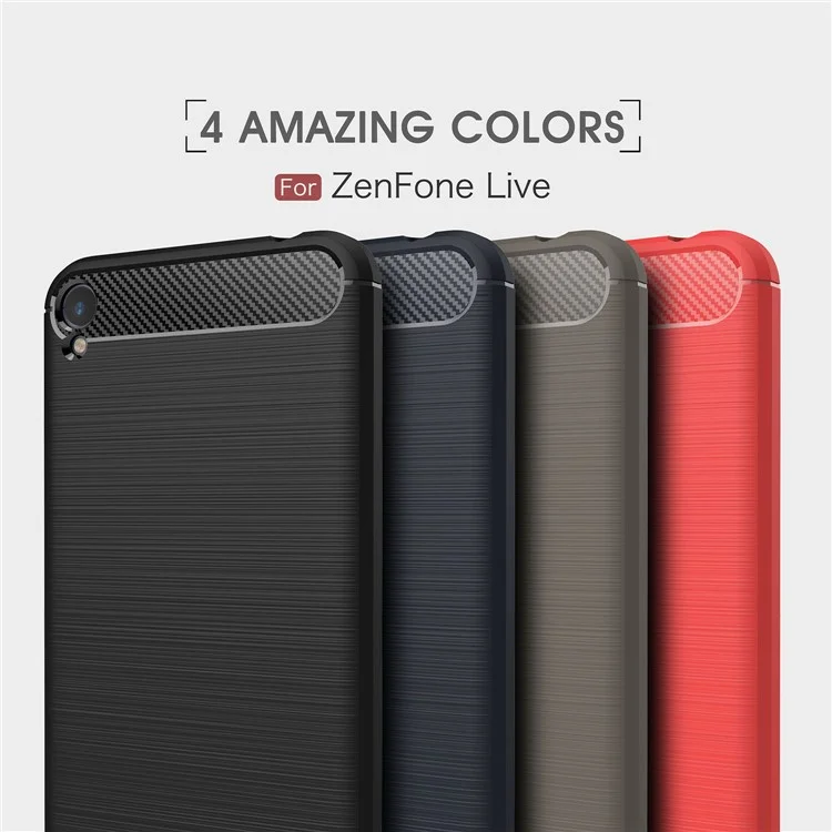 Carbon Fiber Texture Brushed TPU Case Cover for Asus Zenfone Live ZB501KL - Black