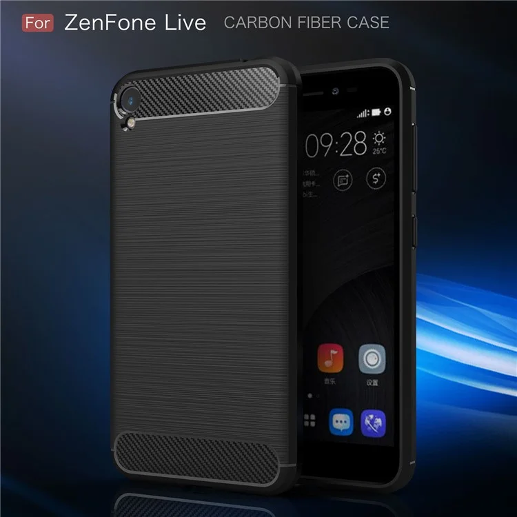 Carbon Fiber Texture Brushed TPU Case Cover for Asus Zenfone Live ZB501KL - Black