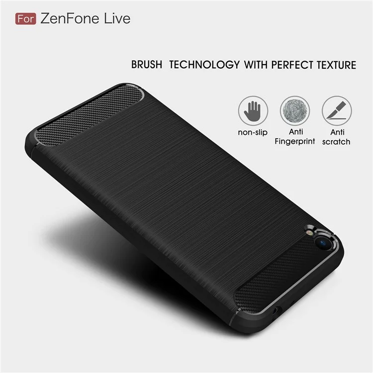 Carbon Fiber Texture Brushed TPU Case Cover for Asus Zenfone Live ZB501KL - Black