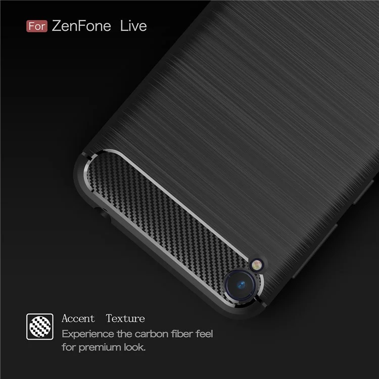 Carbon Fiber Texture Brushed TPU Case Cover for Asus Zenfone Live ZB501KL - Black