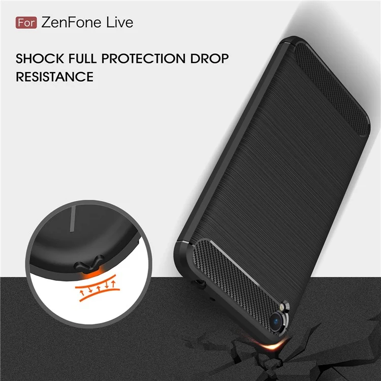Carbon Fiber Texture Brushed TPU Case Cover for Asus Zenfone Live ZB501KL - Black
