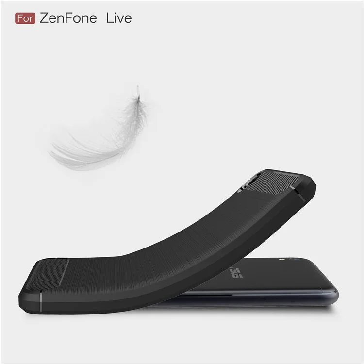Carbon Fiber Texture Brushed TPU Case Cover for Asus Zenfone Live ZB501KL - Black