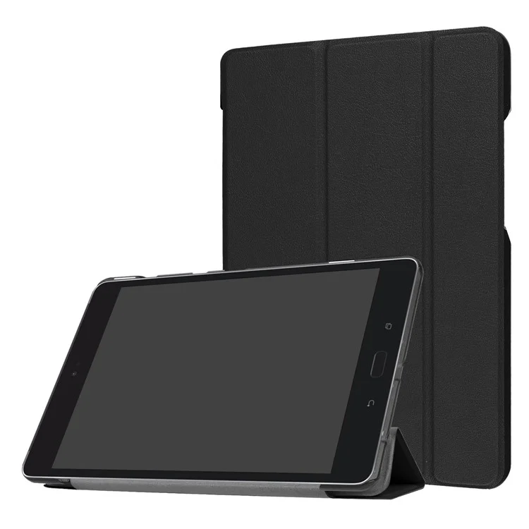 Tri-fold Leather Stand Tablet Case for Asus Zenpad Z8s ZT582KL - Black