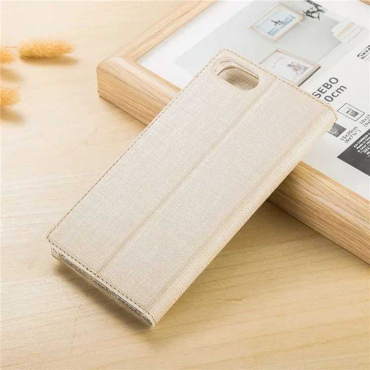 VILI DMX Style Cross Texture Card Holder Leather Case Cover for Asus ZenFone 4 Max (ZC554KL) / 4 Max Pro (ZC554KL) / 4 Max Plus (ZC554KL) - Gold