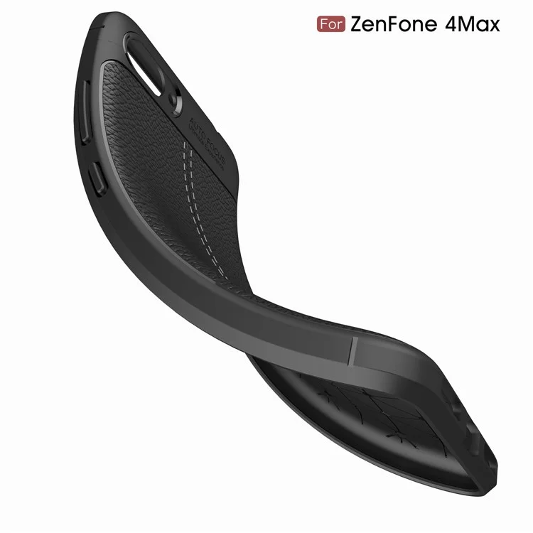 Litchi Grain PU Leather Coated TPU Cell Phone Cover for Asus ZenFone 4 Max / 4 Max Pro / 4 Max Plus (ZC554KL) - Black