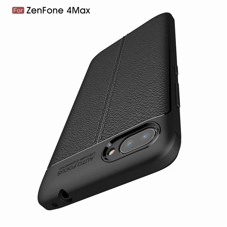 Litchi Grain PU Leather Coated TPU Cell Phone Cover for Asus ZenFone 4 Max / 4 Max Pro / 4 Max Plus (ZC554KL) - Black