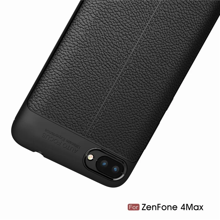 Litchi Grain PU Leather Coated TPU Cell Phone Cover for Asus ZenFone 4 Max / 4 Max Pro / 4 Max Plus (ZC554KL) - Black