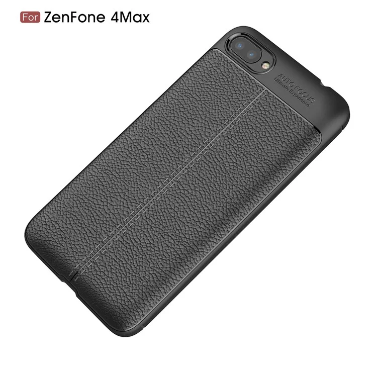 Litchi Grain PU Leather Coated TPU Cell Phone Cover for Asus ZenFone 4 Max / 4 Max Pro / 4 Max Plus (ZC554KL) - Black