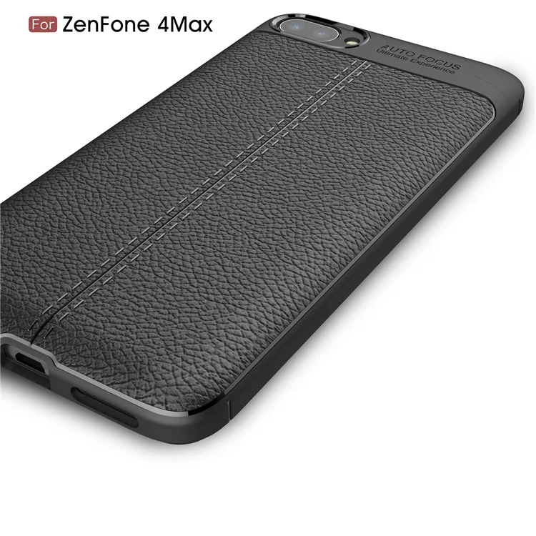 Litchi Grain PU Leather Coated TPU Cell Phone Cover for Asus ZenFone 4 Max / 4 Max Pro / 4 Max Plus (ZC554KL) - Black