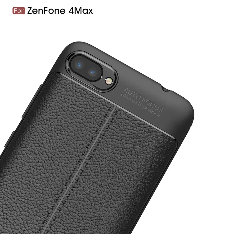 Litchi Grain PU Leather Coated TPU Cell Phone Cover for Asus ZenFone 4 Max / 4 Max Pro / 4 Max Plus (ZC554KL) - Black