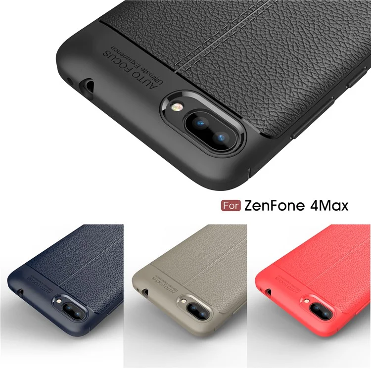Litchi Grain PU Leather Coated TPU Cell Phone Cover for Asus ZenFone 4 Max / 4 Max Pro / 4 Max Plus (ZC554KL) - Black