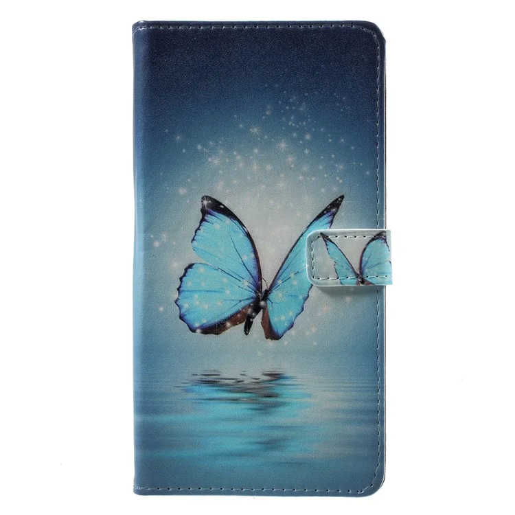 Pattern Printing Stand Wallet Leather Cell Phone Cover for Asus ZenFone 4 Max / 4 Max Pro / 4 Max Plus (ZC554KL) - Blue Butterfly
