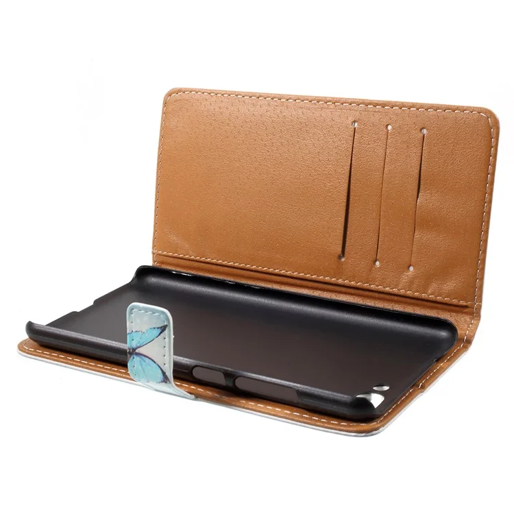 Pattern Printing Stand Wallet Leather Cell Phone Cover for Asus ZenFone 4 Max / 4 Max Pro / 4 Max Plus (ZC554KL) - Blue Butterfly