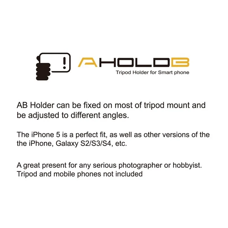 5375 ASHUTB 360 Degree Swivel AB Holder for iPhone Samsung etc with 1/4 Inch Screw Interface - White